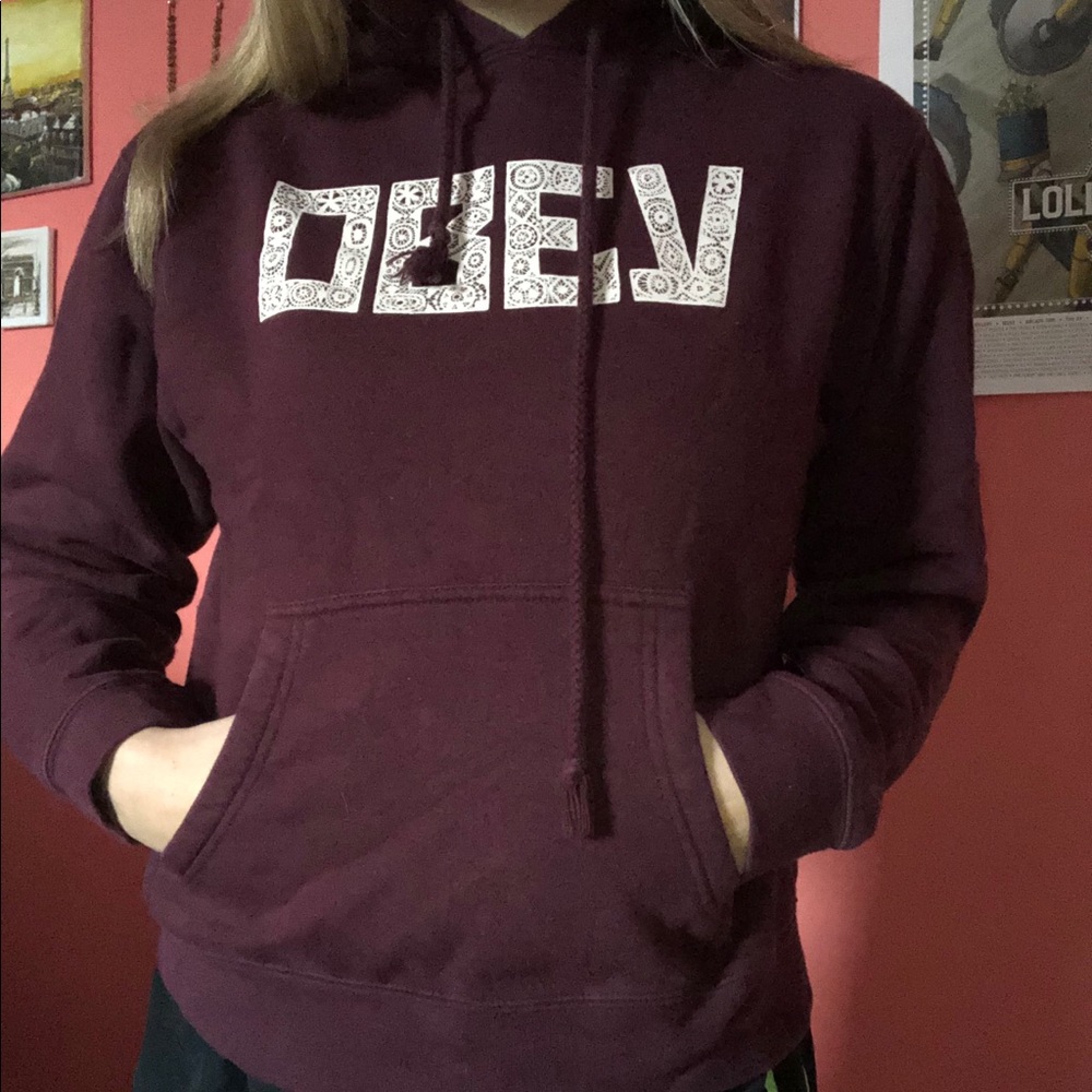 Maroon Obey hoodie - Picture 1 of 4
